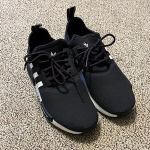 adidas Men’s Black Athletic Lace-Up Sneakers with White Stripes